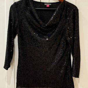Vince Camuto Black Sequin Top – Size S Evening Party Top